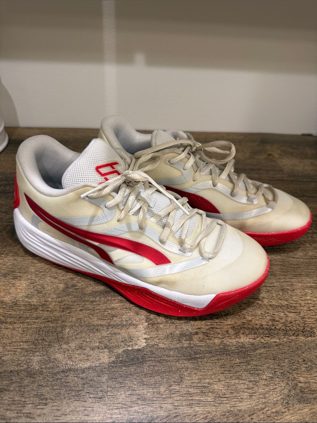 Puma Team Stevie 2 Women's Basketball Shoes, White/Cream And Red
